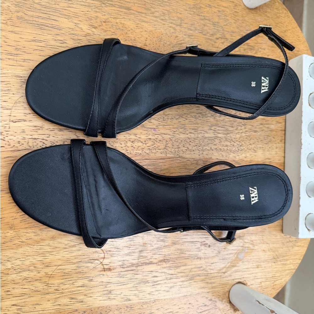 Zara Elegant Black Heeled Sandals